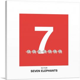 Kids Animal Alphabet Number 7 Seven Numeral-1-Panel-26x26x.75 Thick