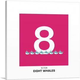 Kids Animal Alphabet Number 8 Eight Numeral-1-Panel-26x26x.75 Thick