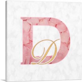 Chic Pink Gold Alphabet Letter D-1-Panel-26x26x.75 Thick