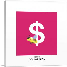 Kids Animal Alphabet Dollar Sign Symbol-1-Panel-36x36x1.5 Thick