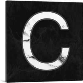Classy Black White Marble Alphabet Letter C