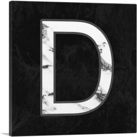 Classy Black White Marble Alphabet Letter D-1-Panel-36x36x1.5 Thick