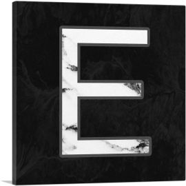 Classy Black White Marble Alphabet Letter E-1-Panel-36x36x1.5 Thick