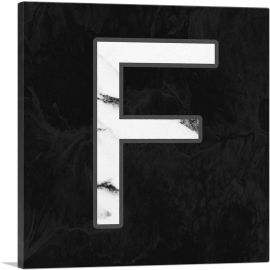 Classy Black White Marble Alphabet Letter F-1-Panel-18x18x1.5 Thick
