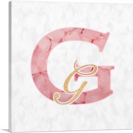 Chic Pink Gold Alphabet Letter G-1-Panel-18x18x1.5 Thick