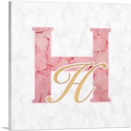 Chic Pink Gold Alphabet Letter H-1-Panel-26x26x.75 Thick
