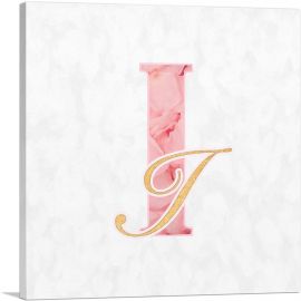 Chic Pink Gold Alphabet Letter I-1-Panel-36x36x1.5 Thick