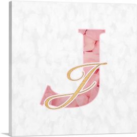 Chic Pink Gold Alphabet Letter J-1-Panel-18x18x1.5 Thick