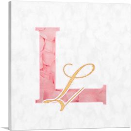 Chic Pink Gold Alphabet Letter L-1-Panel-36x36x1.5 Thick