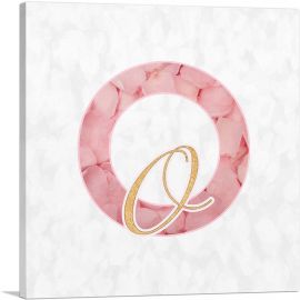 Chic Pink Gold Alphabet Letter O-1-Panel-36x36x1.5 Thick