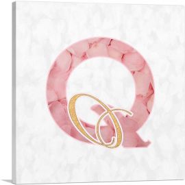 Chic Pink Gold Alphabet Letter Q-1-Panel-26x26x.75 Thick