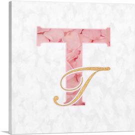 Chic Pink Gold Alphabet Letter T-1-Panel-18x18x1.5 Thick