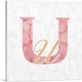 Chic Pink Gold Alphabet Letter U-1-Panel-18x18x1.5 Thick