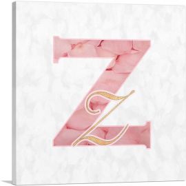 Chic Pink Gold Alphabet Letter Z-1-Panel-12x12x1.5 Thick