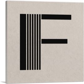 Beige Black Line Alphabet Letter F-1-Panel-36x36x1.5 Thick
