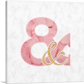 Chic Pink Gold Alphabet And Sign Symbol-1-Panel-18x18x1.5 Thick