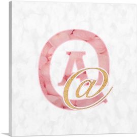 Chic Pink Gold Alphabet At Sign Symbol-1-Panel-36x36x1.5 Thick