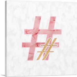 Chic Pink Gold Alphabet Number Sign Hash Tag Pound-1-Panel-36x36x1.5 Thick