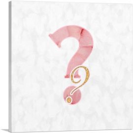 Chic Pink Gold Alphabet Question Mark Symbol-1-Panel-26x26x.75 Thick