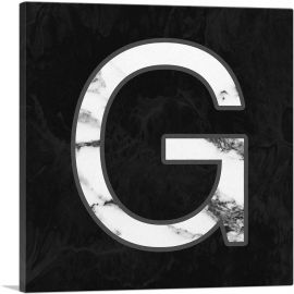 Classy Black White Marble Alphabet Letter G-1-Panel-36x36x1.5 Thick