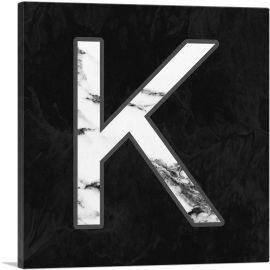 Classy Black White Marble Alphabet Letter K