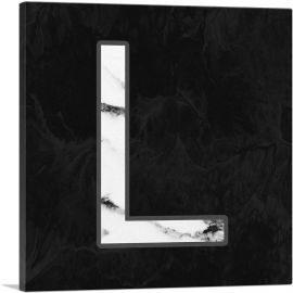 Classy Black White Marble Alphabet Letter L-1-Panel-36x36x1.5 Thick