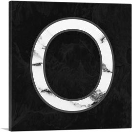 Classy Black White Marble Alphabet Letter O-1-Panel-18x18x1.5 Thick