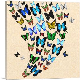 Colorful Butterfly Wings Insect Light Tan-1-Panel-18x18x1.5 Thick