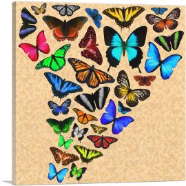 Colorful Butterfly Wings Insect Tan-1-Panel-12x12x1.5 Thick