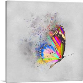 Rainbow Colorful Butterfly Wings Flying-1-Panel-36x36x1.5 Thick