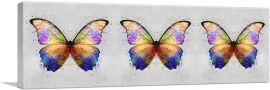 Three Rainbow Colorful Butterfly Wings Insect-1-Panel-48x16x1.5 Thick
