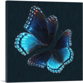 Two Blue Butterfly Wings Insect-1-Panel-12x12x1.5 Thick