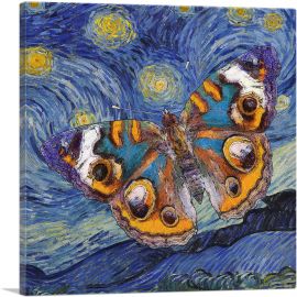 Starry Night Van Gogh Butterfly-1-Panel-18x18x1.5 Thick