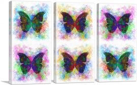 Black Dark Butterfly Wings Insect White-3-Panels-90x60x1.5 Thick