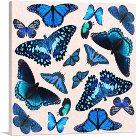 Blue Black Baby Butterfly Wings Insect-1-Panel-18x18x1.5 Thick
