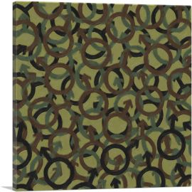 Army Green Brown Black Camo Camouflage Male Symbol Pattern-1-Panel-36x36x1.5 Thick