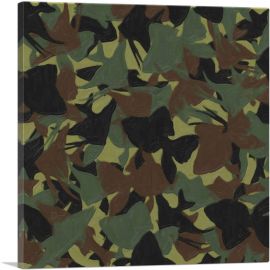 Army Green Camo Camouflage Gold Sea Fish Pattern-1-Panel-18x18x1.5 Thick