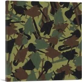 Army Green Camo Camouflage Musical Instruments Piano Pattern-1-Panel-36x36x1.5 Thick