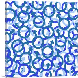 Baby Blue White Camo Camouflage Male Symbol Pattern-1-Panel-36x36x1.5 Thick