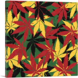Green Yellow Black Camo Cannabis Pot Camouflage Weed Leaf Marijuana Pattern
