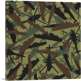 Navy Army Green Brown Black Camo Camouflage Pattern-1-Panel-26x26x.75 Thick