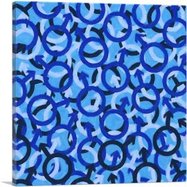 Navy Baby Blue Black Camo Camouflage Male Symbol Pattern-1-Panel-12x12x1.5 Thick