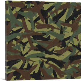 Army Green Black Camo Camouflage Planes Pattern-1-Panel-18x18x1.5 Thick