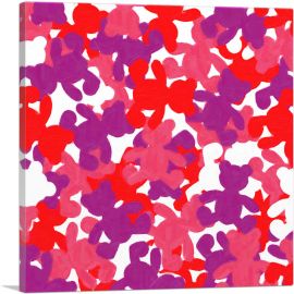 Pink Red Purple White Camo Camouflage Teddy Bear Pattern-1-Panel-18x18x1.5 Thick