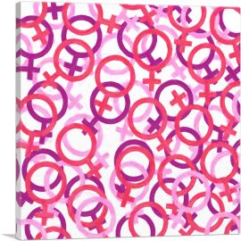 Purple Light Pink Camo Camouflage Female Symbol Pattern-1-Panel-12x12x1.5 Thick
