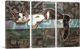 Aegean Cat Breed Lounging-3-Panels-60x40x1.5 Thick