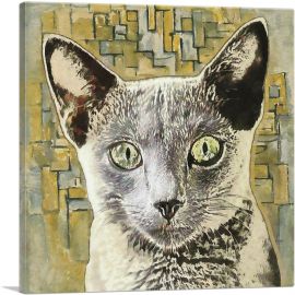 Russian Blue Cat Breed Yellow-1-Panel-36x36x1.5 Thick