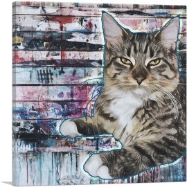 American Bobtail Cat Breed Graffiti-1-Panel-36x36x1.5 Thick