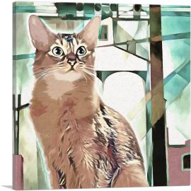 Somali Cat Breed On the Street-1-Panel-12x12x1.5 Thick