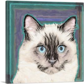 Balinese Cat Breed Teal-1-Panel-12x12x1.5 Thick